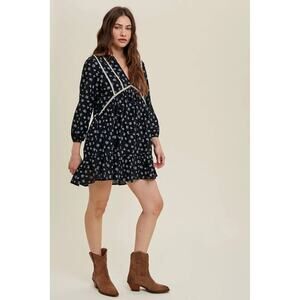 Zara Boho Floral Smocked Mini Dress